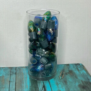 𝅺VINTAGE Christmas Purple Blue Iridescent Glass Bulbs (vase not included)